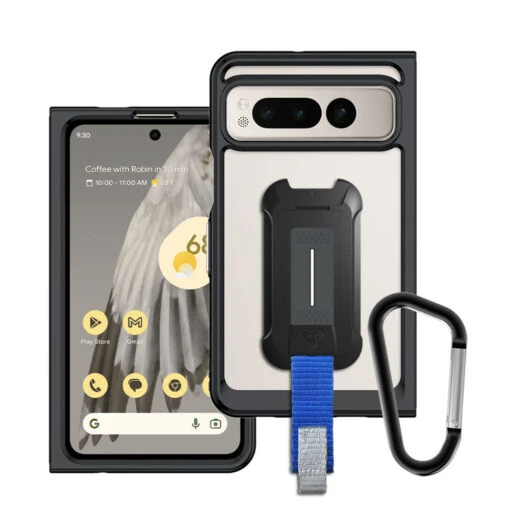 BX3-GG23-PXLF | Google Pixel Fold Case | Mountable Shockproof Rugged Case For Outdoors W/ Carabiner -Mobile Phone Case Store BX3 GG23 PXLF Armor X Google Pixel Fold armorx protective case shockproof rugged cases cover with carabiner 1