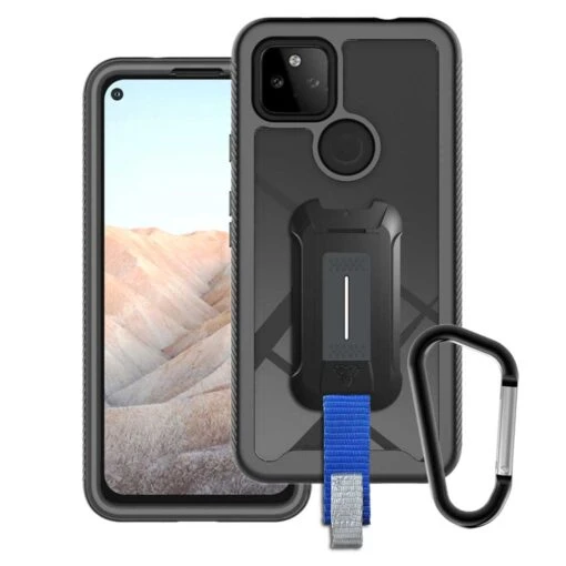 HX-GG21-PXL5A | Google Pixel 5a Case | Protection Military Grade W/ KEY Mount & Carabiner -Black -Mobile Phone Case Store hx gg21 pxl5a armor x google pixel 5a 2 in 1 shockproof rugged case with carabiner 1